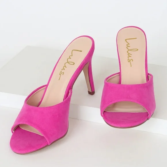 Pink Open Toe Heeled Sandals - Picture 2 of 4